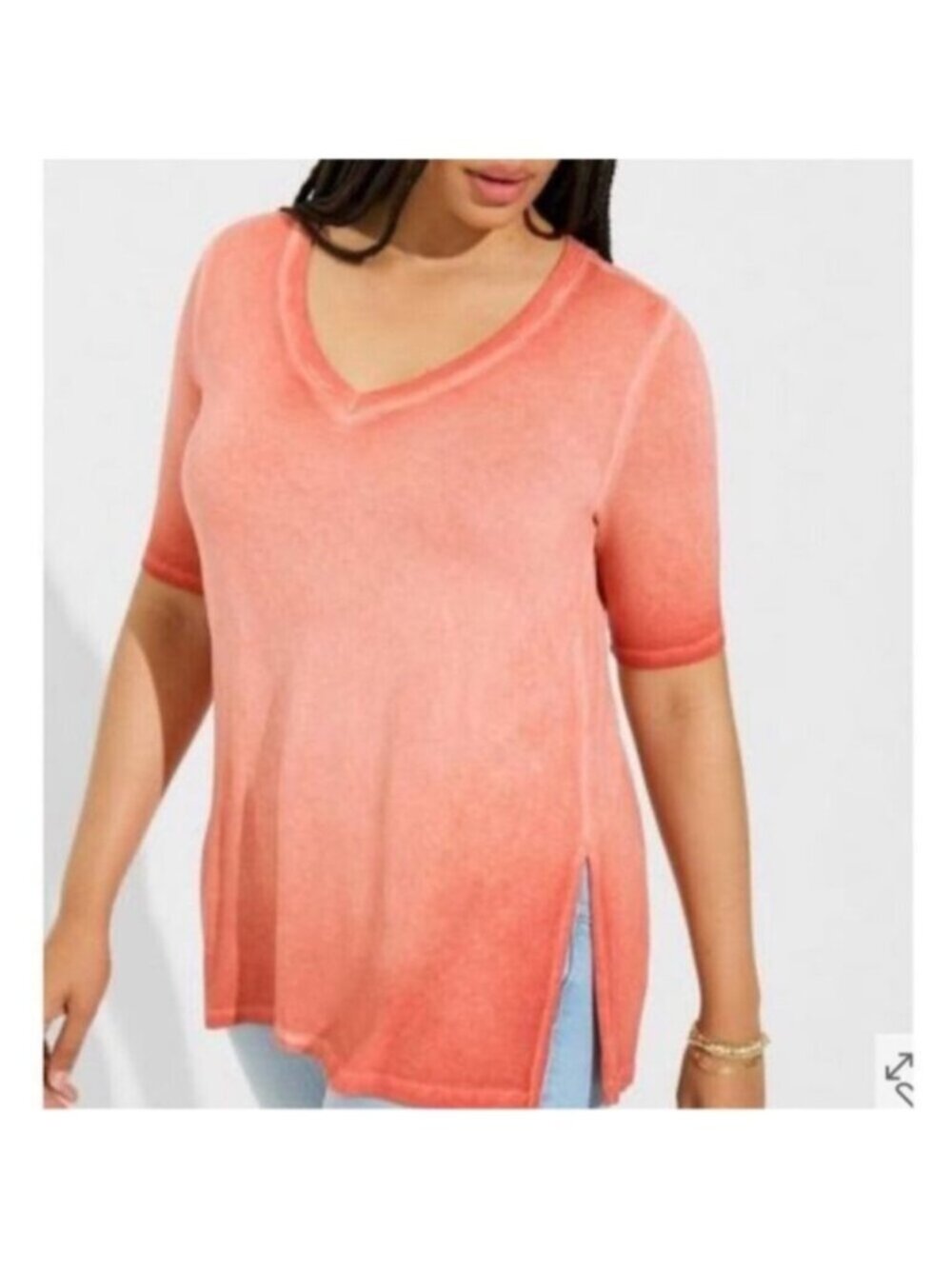 NWT Torrid Women's Orange & Red Super Soft Favorite V-Neck Tunic Tee Size 00